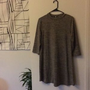 Quarter sleeve, high neck mini dress